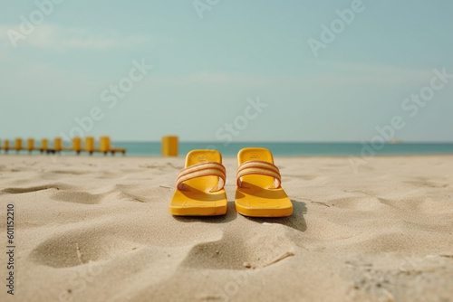 flip flops at the beach made with generative ai