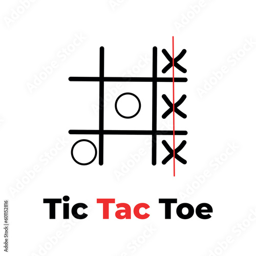 Tic tac toe game with vector illustration. 