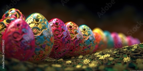 easter colorful eggs, generative AI