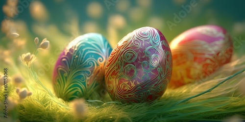 easter colorful eggs, generative AI