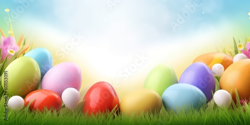 Easter Eggs in rainbow, generative AI