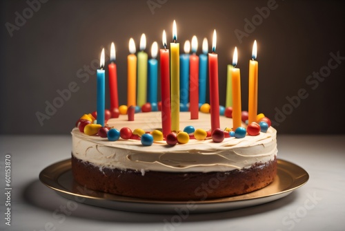 Birthday cakes with candles Ai Generated