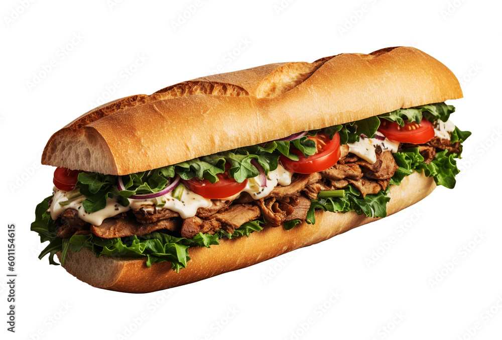 Medianoche sandwich in transparent background. Generative AI. Medianoche sandwich in transparent background. Generative AI.