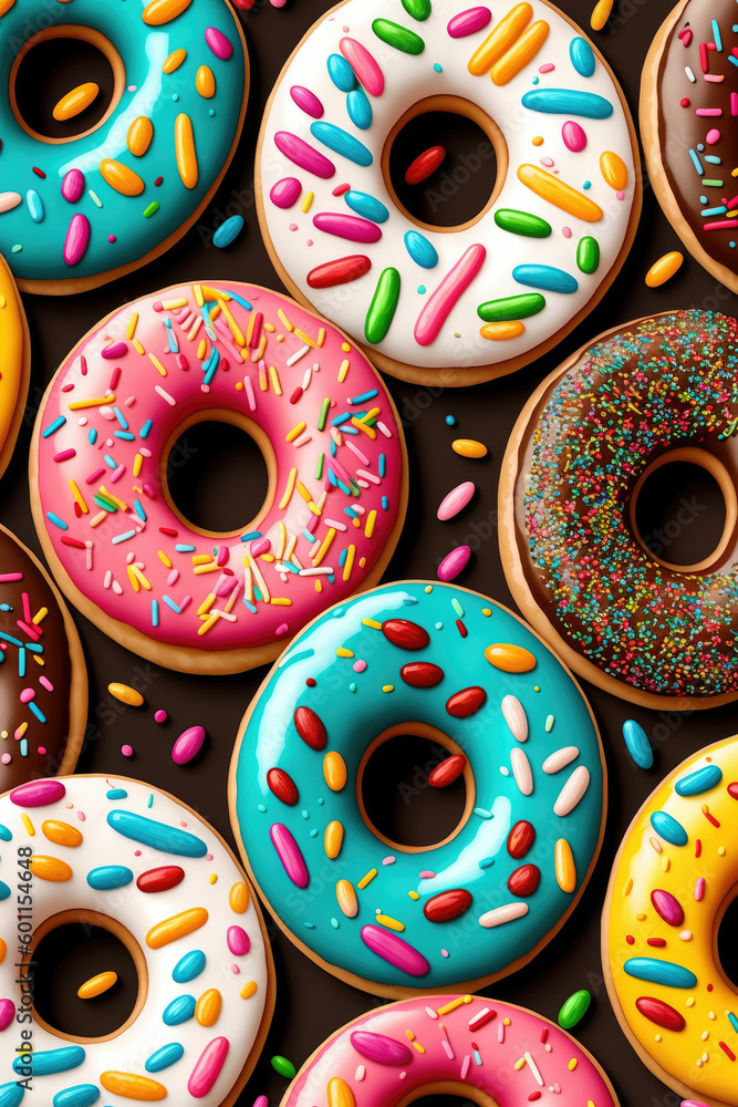 Donuts background with icing ,made with Generative AI