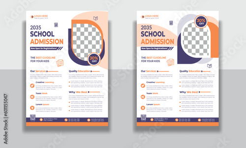 Creative professional and modern school flyer design, online school education admission flyer poster template, book cover, leaflet, poster, brochure template design