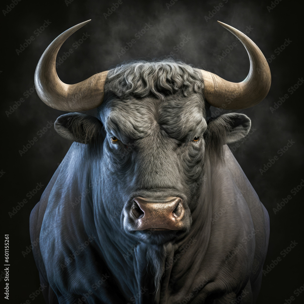 Angry black bull ,made with Generative AI