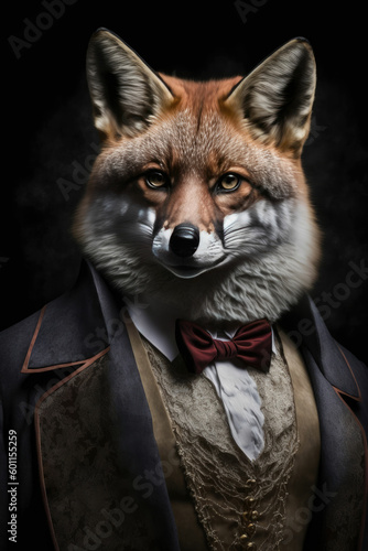 An anthropomorphic fox in a renaissance painted style ,made with Generative AI