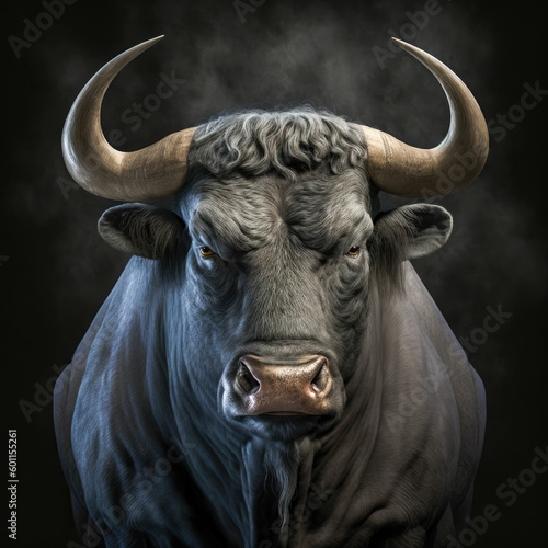 Angry black bull ,made with Generative AI