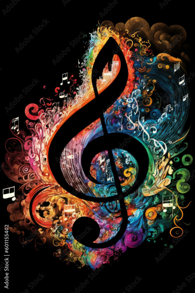 Fototapeta premium Treble clef background art with dynamic music elements ,made with Generative AI