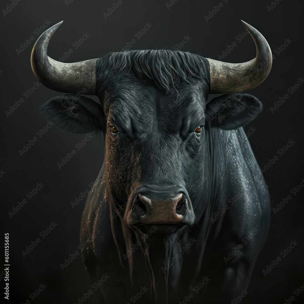 Angry black bull ,made with Generative AI Angry black bull ,made with Generative AI