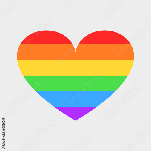 Vector heart in the colors of the LGBT+ flag. Six horizontal stripes, pride symbol, human rights. Bisexuals, transgenders, lesbians, tolerance.