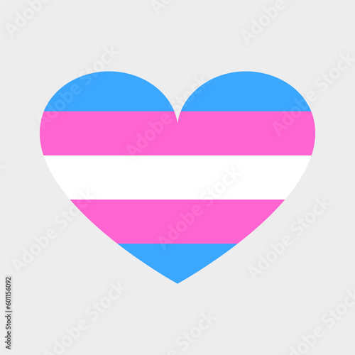 Vector heart in the colors of the LGBT+ flag. Five horizontal stripes, transgender flag. Gender identity, gender transition, tolerance.