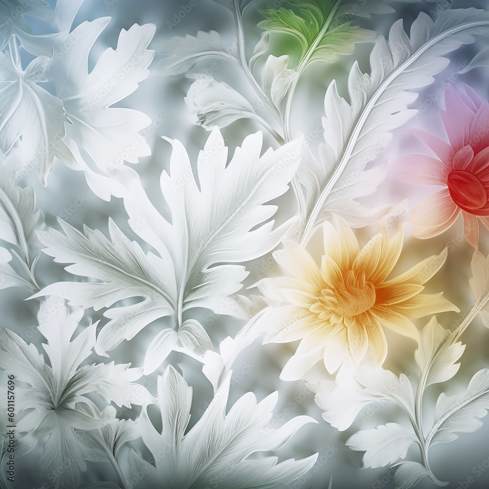 3d background. Abstract floral background with dahlias and chrysanthemums. Generative ai 3d background. Abstract floral background with dahlias and chrysanthemums. Generative ai