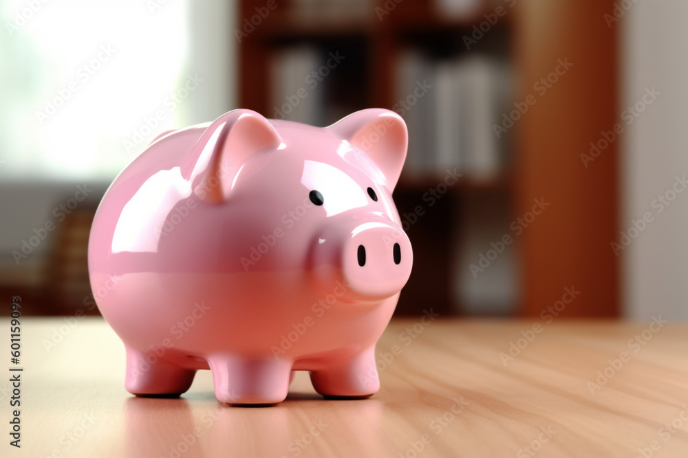 Ultra-realistic close-up of a classic ceramic piggy bank Ultra-realistic close-up of a classic ceramic piggy bank