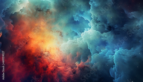 Heavenly background featuring colorful clouds and ethereal shapes and texture. The stormy sky with heaven like quality. Ideal for an abstract background © Haydiddle