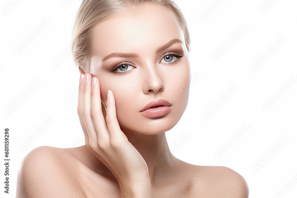 Beautiful face of young woman with perfect health skin. AI Generative Beautiful face of young woman with perfect health skin. AI Generative