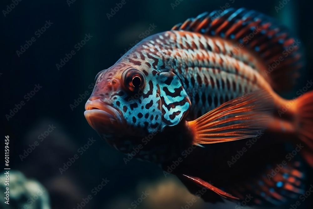 Close-up on sea fish. Generative AI. Close-up on sea fish. Generative AI.