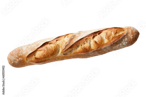 Bread loaf French baguette isolated on transparent background, view from above. PNG. Generative AI
