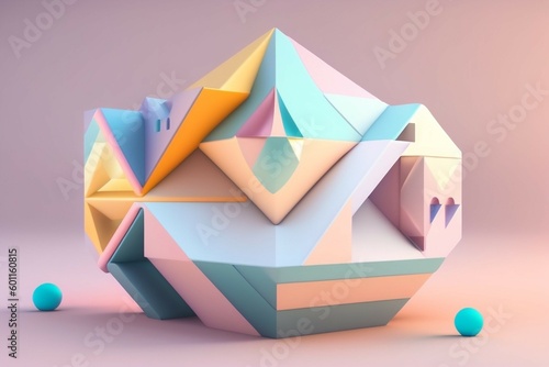 Abstract cubes. Pastel colored geometric. Generative AI illustration.