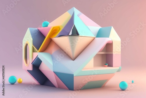 Abstract cubes. Pastel colored geometric. Generative AI illustration.