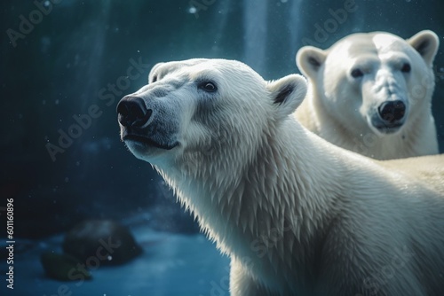 A pair of polar bears against a vibrant backdrop. Generative AI