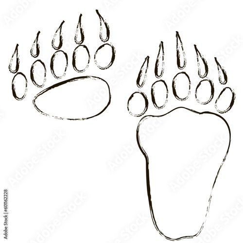 Bear paw sketch vector isolated.