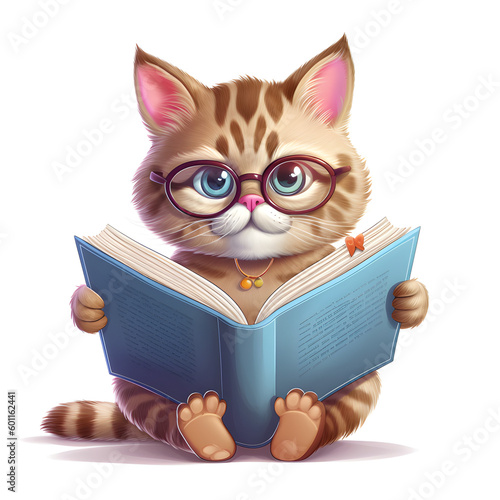 Baby Cat Reading Books 