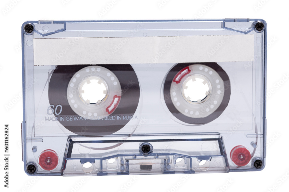 Fototapeta premium Audio cassette tape isolated on white background.