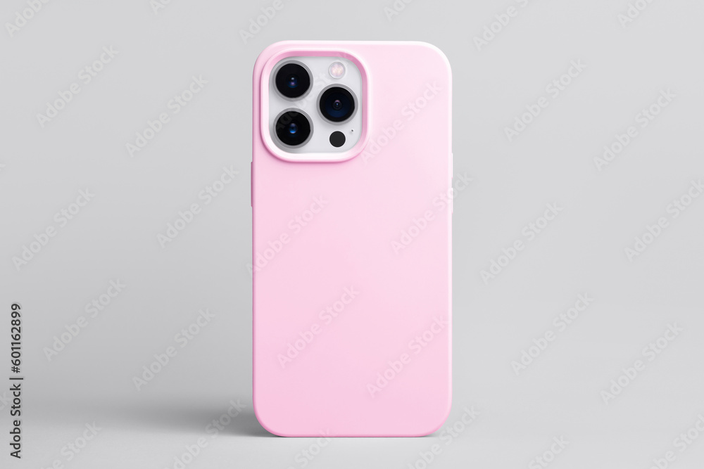 pink phone case mockup, iPhone 13 pro and 14 mock up back view isolated on grey background pink phone case mockup, iPhone 13 pro and 14 mock up back view isolated on grey background
