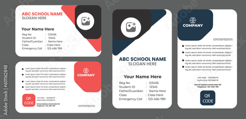 Simple business Id card design template,
Corporate identity card vertical and horizontal template. Employee or student ID card set design for office or school. Print-ready identification card template