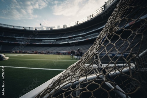 Stadium lacrosse nets. Generative AI