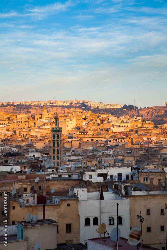 View of old town medina Fez Fes in Morocco