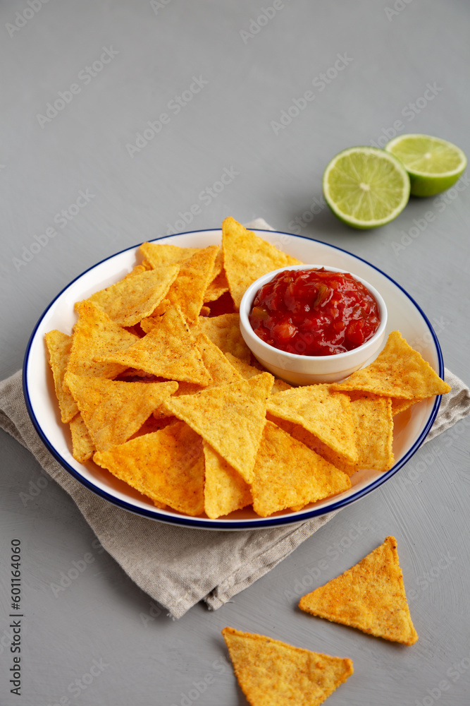 Homemade Salsa Dip and BBQ Chips Ready to Eat Homemade Salsa Dip and BBQ Chips Ready to Eat