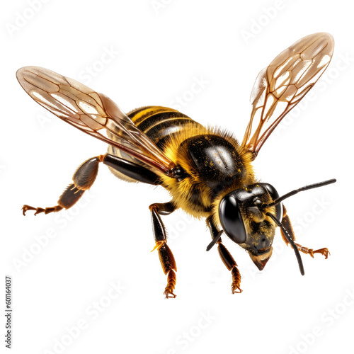 Macro bee isolated. Illustration AI Generative.