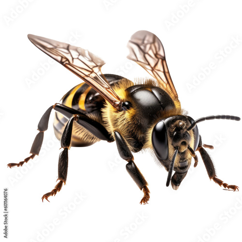 Macro bee isolated. Illustration AI Generative.