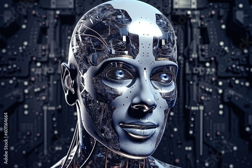 Artificial intelligence. Humanoid robot. created with Generative AI technology.