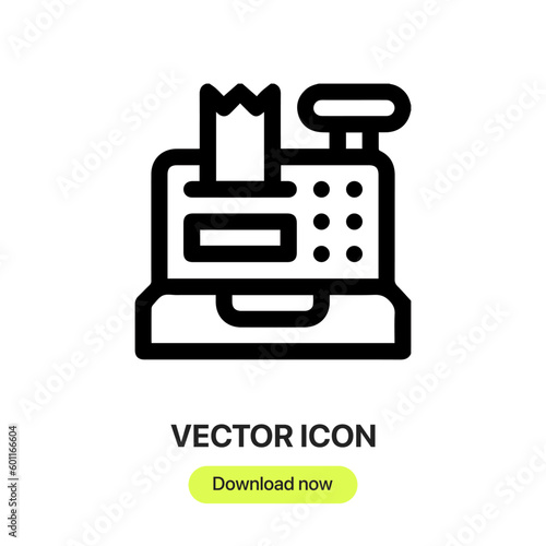 cash register icon vector. Linear style sign for mobile concept and web design. cash register symbol illustration. Pixel vector graphics - Vector. 
