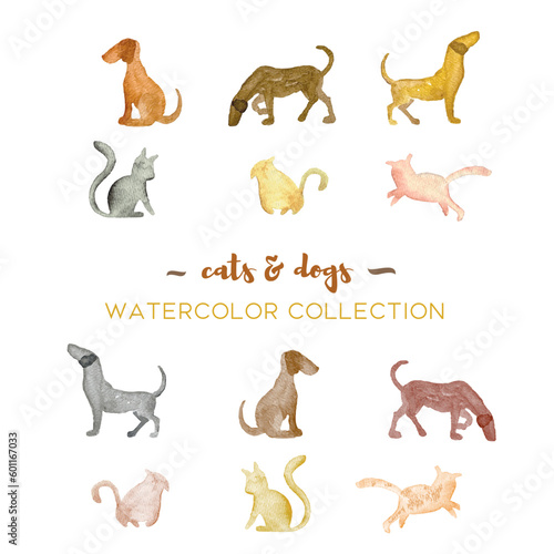 Vector cats and dogs watercolor collection © Sabine
