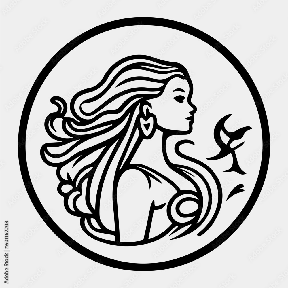 mermaid logo design with silhouette style. vector mermaid logo design with silhouette style. vector