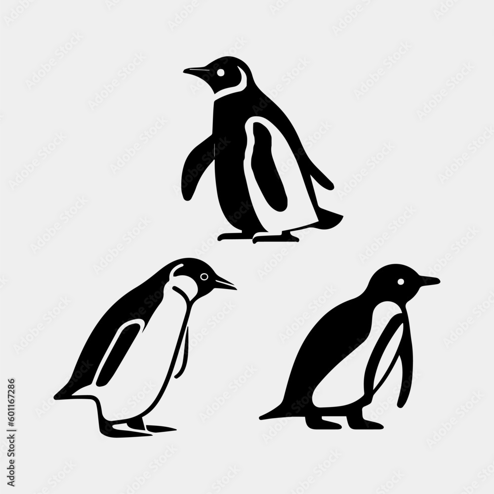 Obraz premium penguin silhouette vector illustration isolated on white