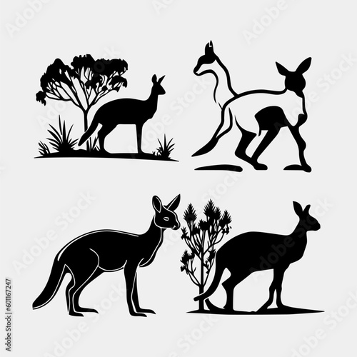collection of kangaroo silhouette. kangaroo silhouette