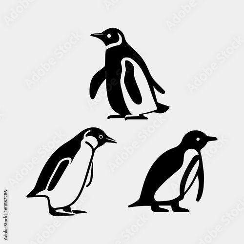 penguin silhouette vector illustration isolated on white