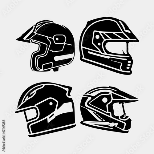 set of Motorcycle helmet vector icon set. Racing team helmet vector illustration