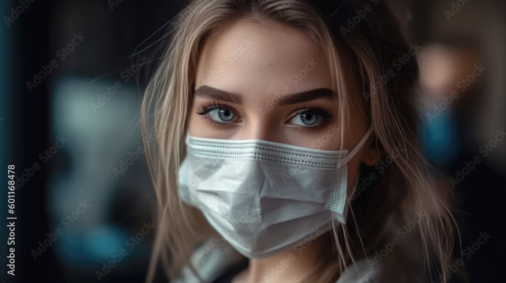 Photo of a young woman in a medical mask who is quarantined and cannot go outside. Because of the covid-19 virus, many countries do not allow people to go outside. Photo of a young woman in a medical mask who is quarantined and cannot go outside. Because of the covid-19 virus, many countries do not allow people to go outside.