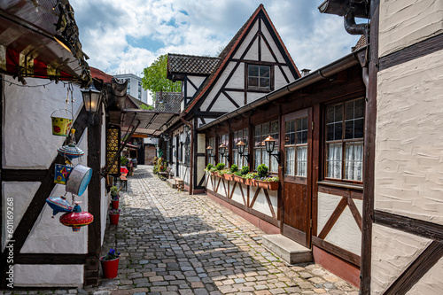 Fototapeta Naklejka Na Ścianę i Meble -  Medieval small half-timbered shops in Nuremberg, Germany