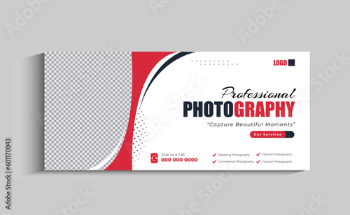 Digital photography services social media cover or web banner template