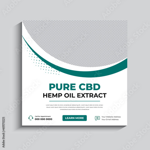 Hemp product social media post template and cbd oil banner template