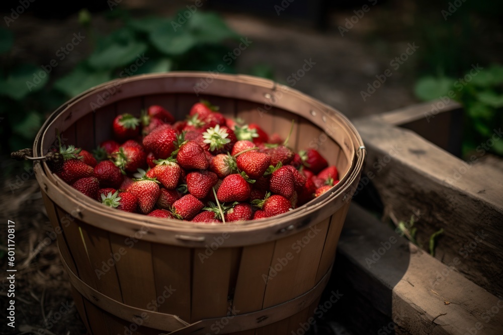 illustration, strawberries in a bowl on a wooden table, ai generative illustration, strawberries in a bowl on a wooden table, ai generative