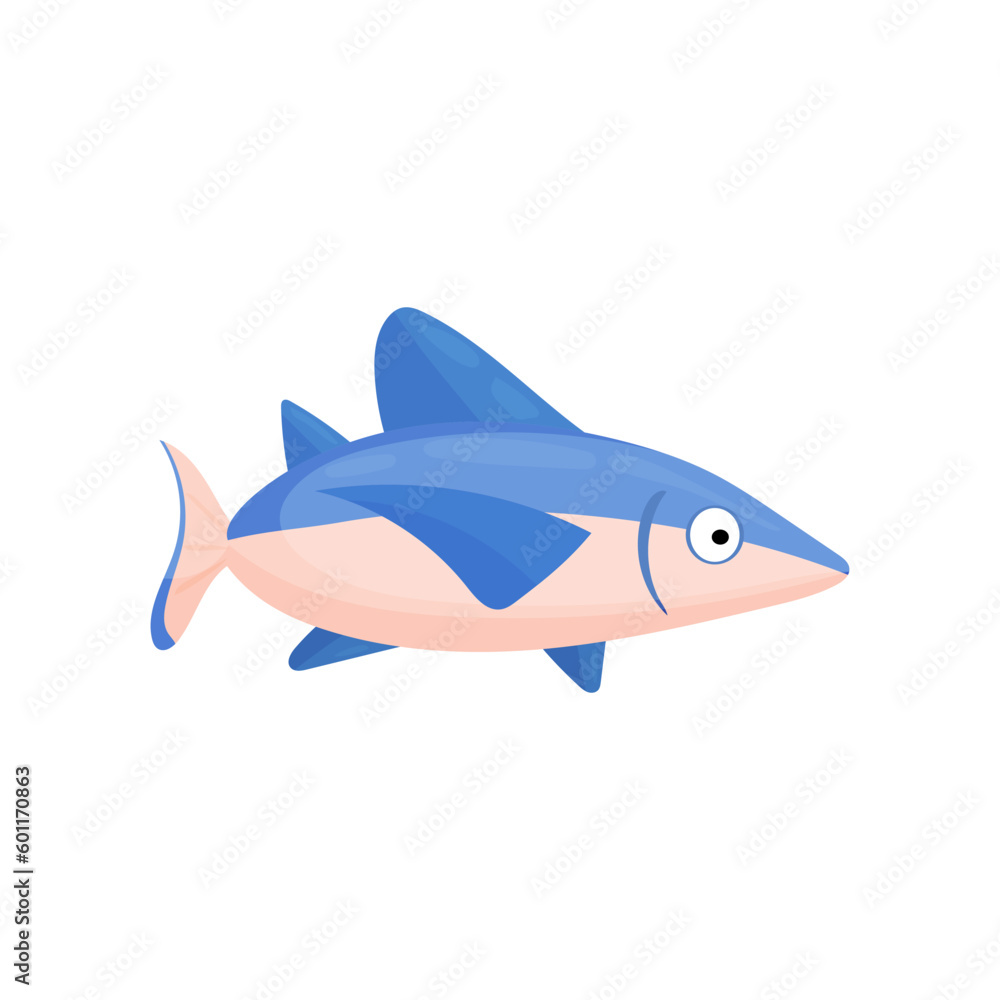 shark vector cartoon ilustration isolated on a white background. Marin animals. Sea life.