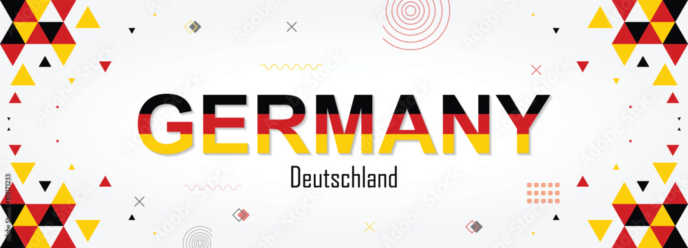 Germany nation unity day banner abstract background, flag colors combination, suitable for national celebrations and festivals, red, black and yellow color geometric design with shapes - obrazy, fototapety, plakaty 